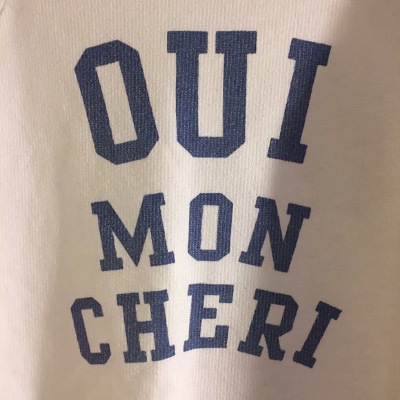 J Crew Oui Mon Cherie White Sweatshirt, Small - Picture 4 of 6