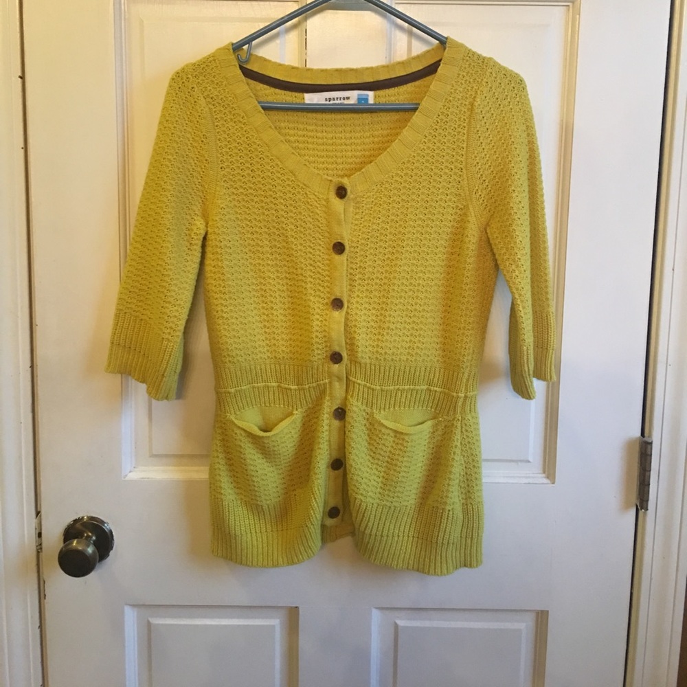 Anthropologie yellow cardigan