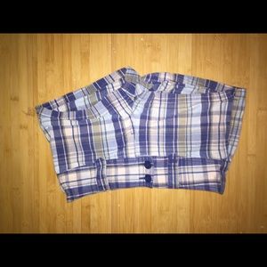 Blue plaid shorts