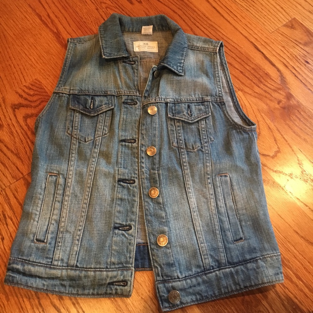 Denim j crew vest xs