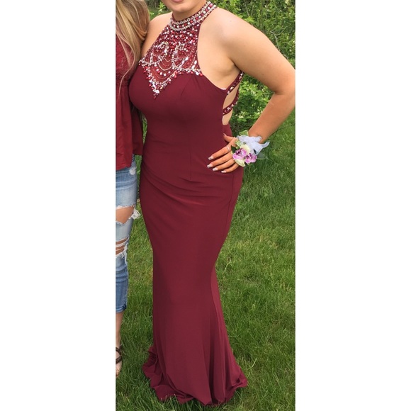 burgundy dress size 8 Plus Size Darla Pleated Halter Dress- Burgundy 1X / Burgundy at Curvy Sense