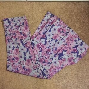 LuLaRoe Maxi Skirt with purple and grey flowers