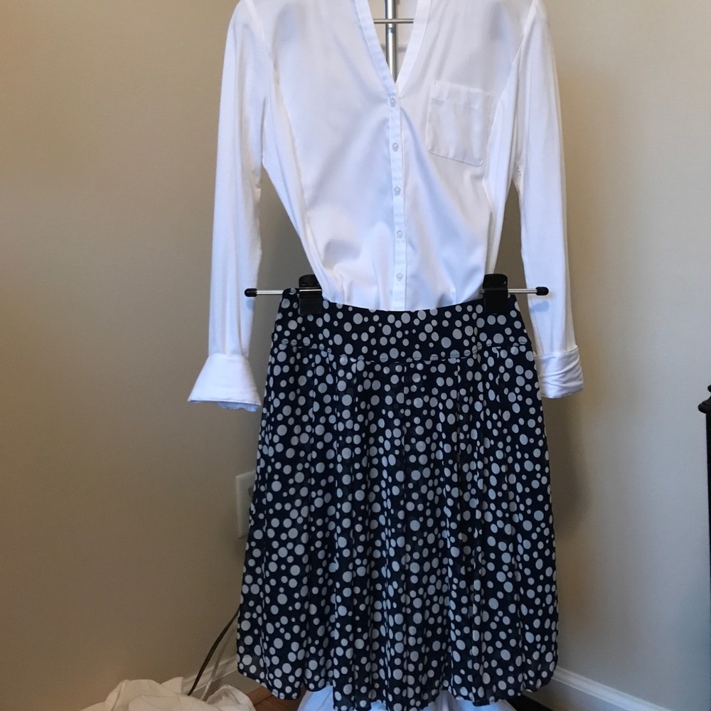 Navy Blue and white polka dotted skirt
