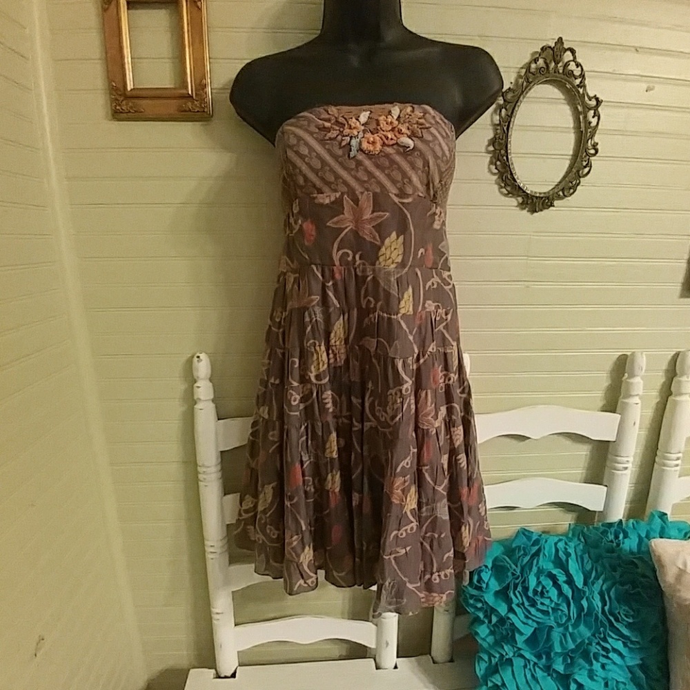 Free People strapless ruffle dress