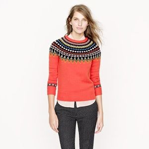 J. Crew Fair Isle Ski Sweater, orange XS