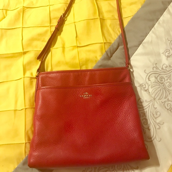 SOLD Authentic COACH crossbody purse red - Picture 1 of 5
