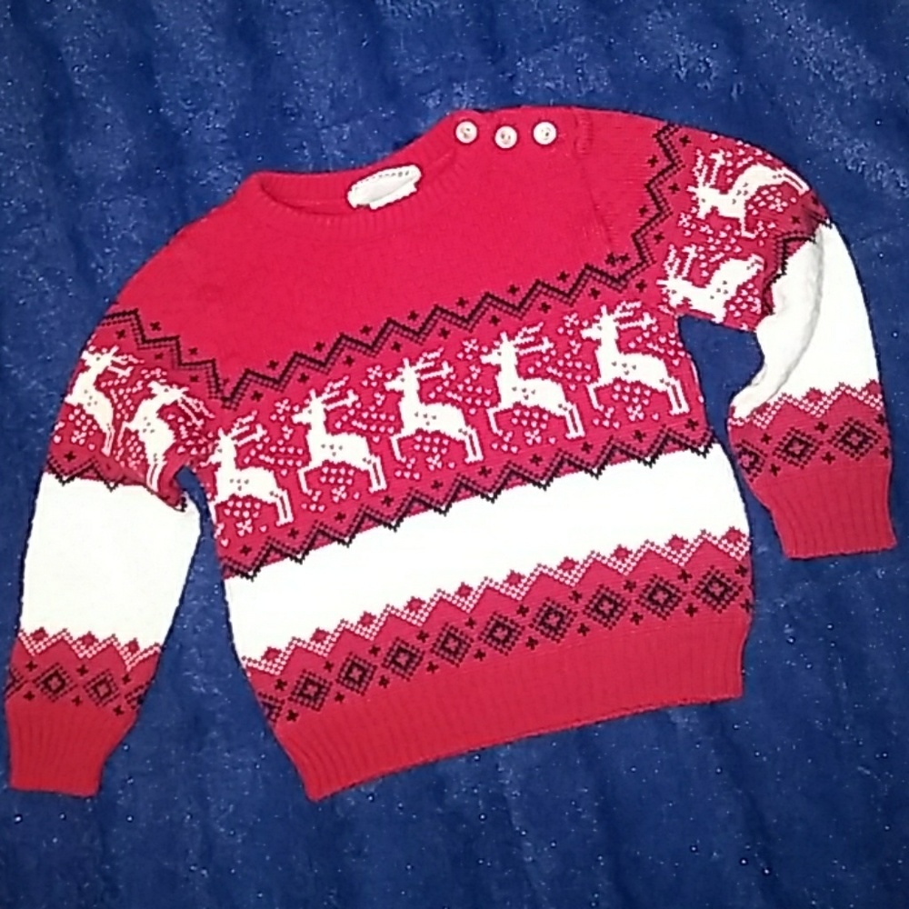 Vintage 90's Christmas baby sweater with reindeer