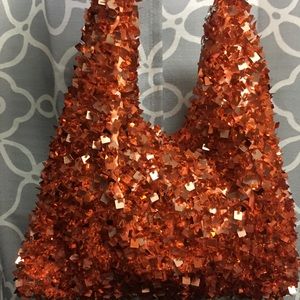 Orange holiday sequin purse