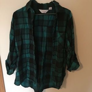 Teal Plaid Button-Up