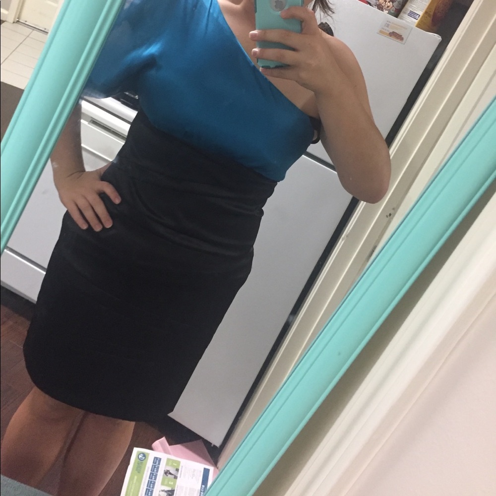 Blue and Black Cocktail Dress