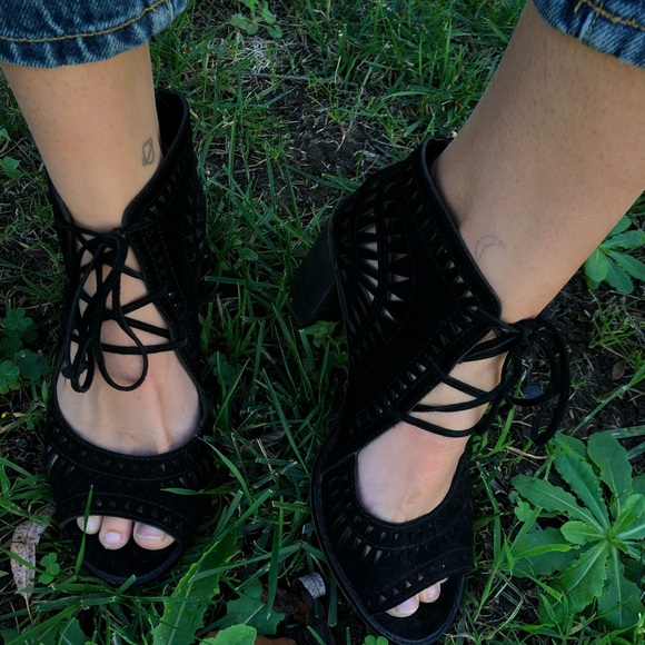 Vince Camuto Heel Lace Up Booties - Picture 2 of 4