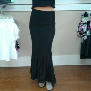 Black Fold Over Maxi Mermaid Skirt