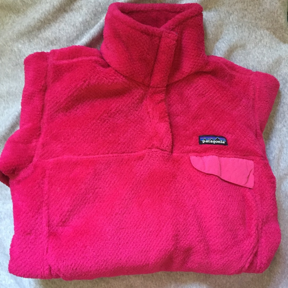 Patagonia Hot pink fuzzy T snap sweatshirt