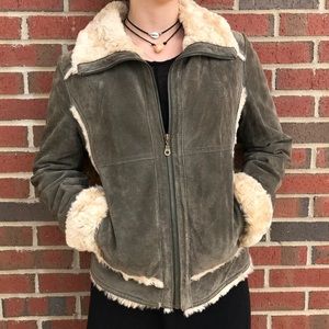 Wilsons Leather suede faux fur trim jacket