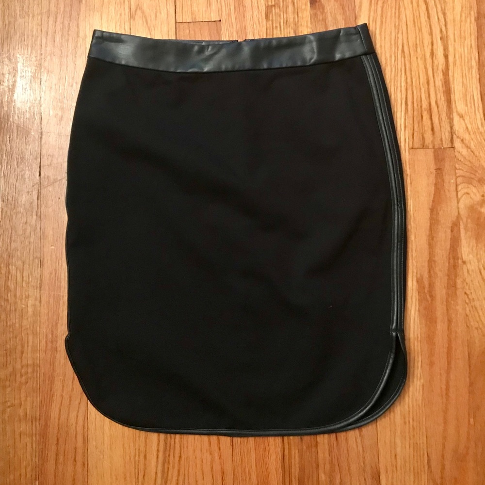 LOFT Faux Leather Trim Skirt