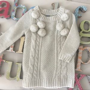 Genuine Kids OSHKOSH Knit Sweater PomPom Dress