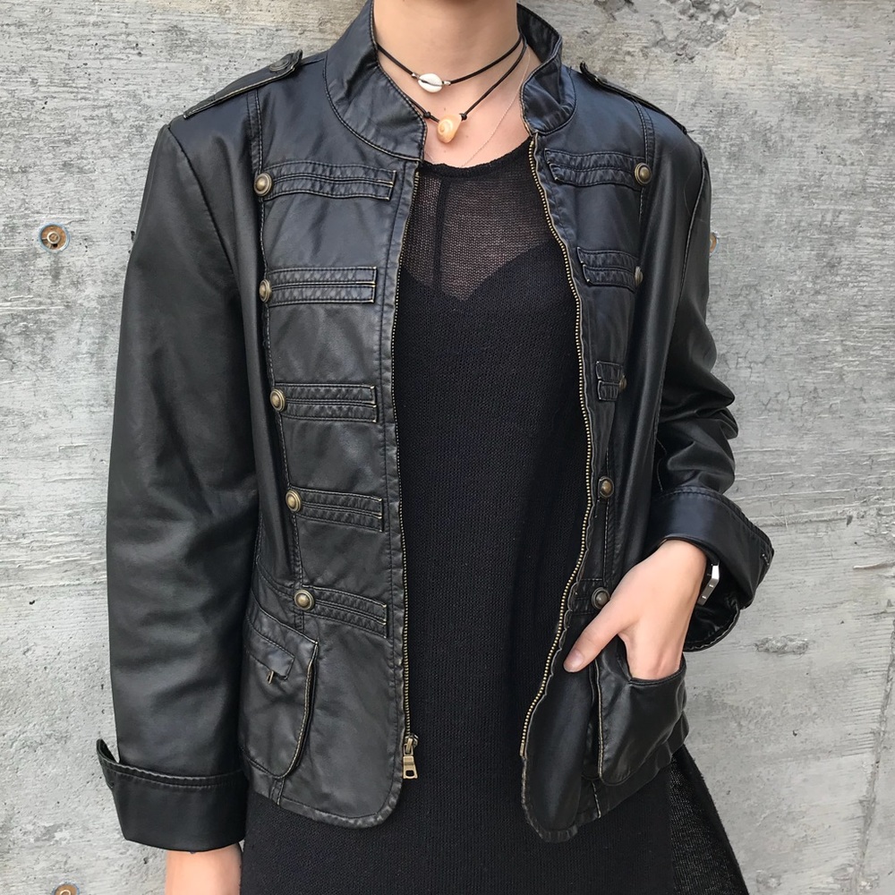 Faux black leather jacket
