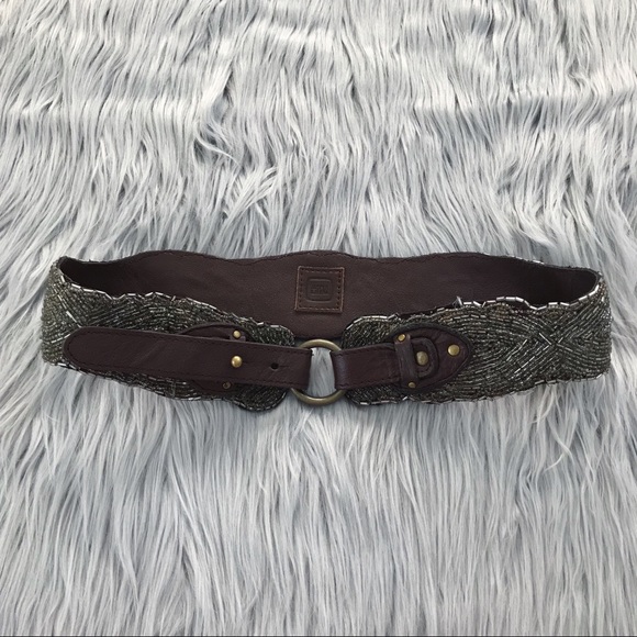 beaded leather belt