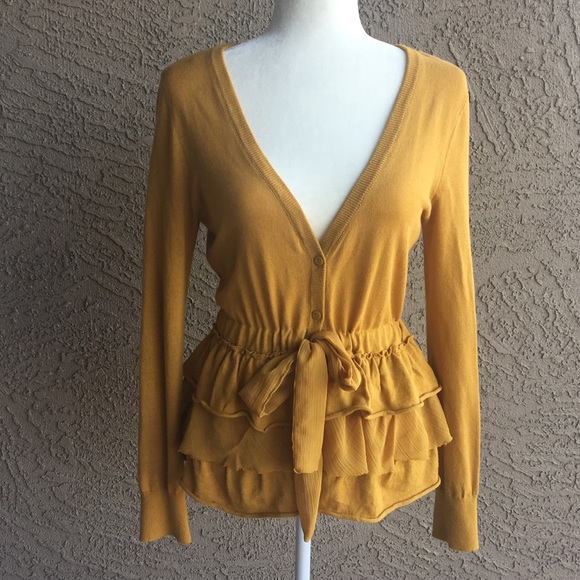 Elle Sweaters - 💛💛SALE💛💛 Mustard Ruffle Cardigan