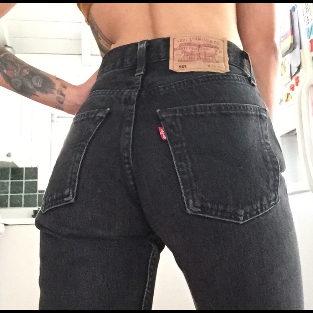 ✨Vintage Black Levi's 501 Raw Hem