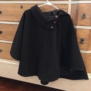 Button turtle neck poncho coat