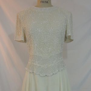 VINTAGE Laurence Kazar Chiffon Sequin Bead Bridal