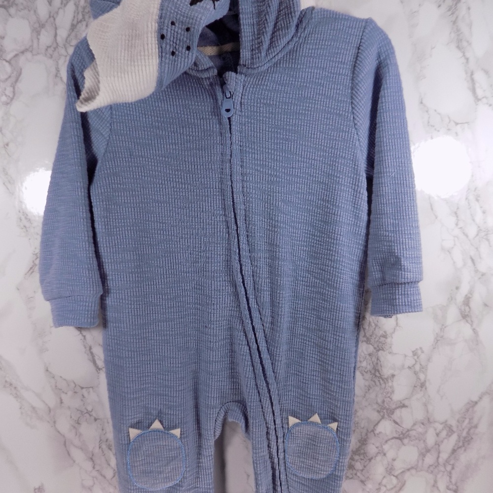 Blue Zippered Hooded Bodysuit.  Kids.   :)