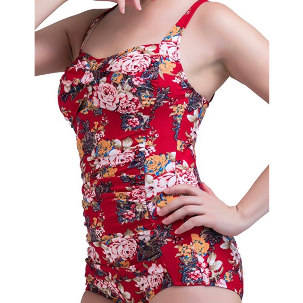 NWOT Retro Floral One Piece Bathing Suit