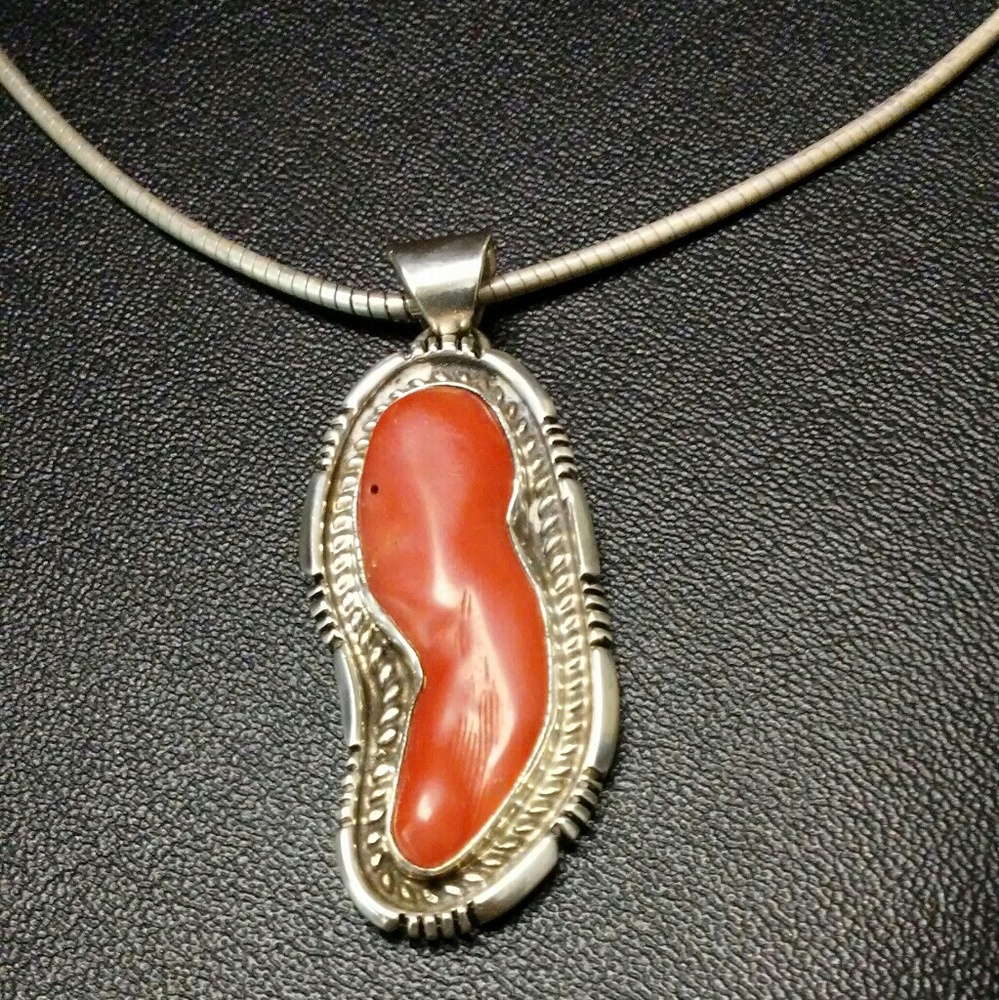 Navajo Sterling Red Turquoise Necklace