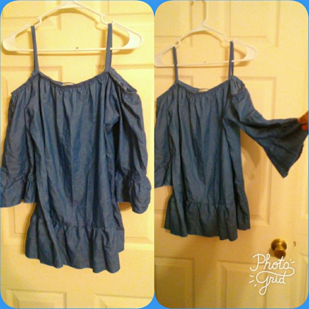 Plus Size Denim Chambray Top