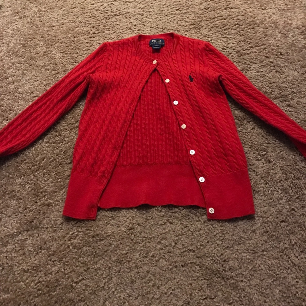 Red polo Ralph Lauren button sweater