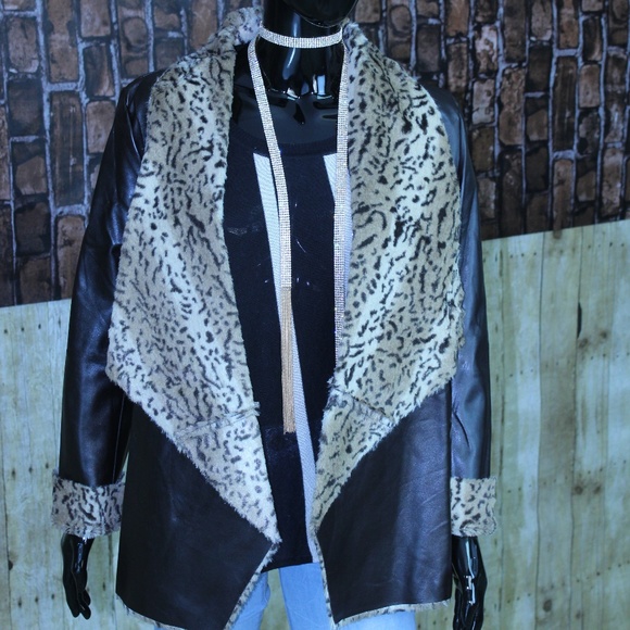 Leather Animal Print Coat - Picture 3 of 4