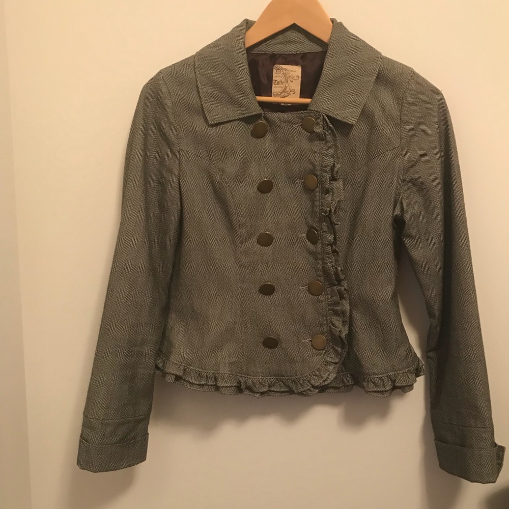 Tulle Double Breasted Blazer with Ruffles- S - Picture 3 of 8