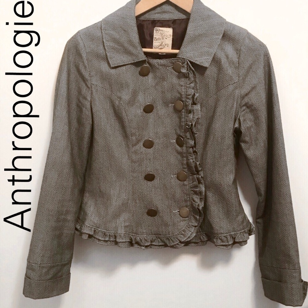 Tulle Double Breasted Blazer with Ruffles- S - Picture 2 of 8