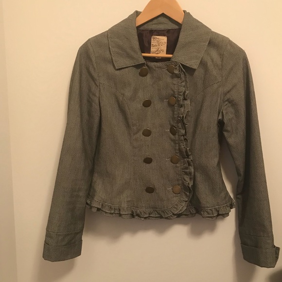 Tulle Double Breasted Blazer with Ruffles- S - Picture 3 of 8