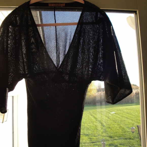 Black shimmer semi-sheer knit top - Picture 5 of 6