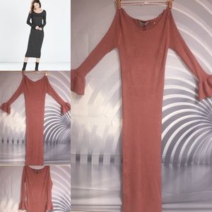 Long Knit Dress with Bell Sleeves