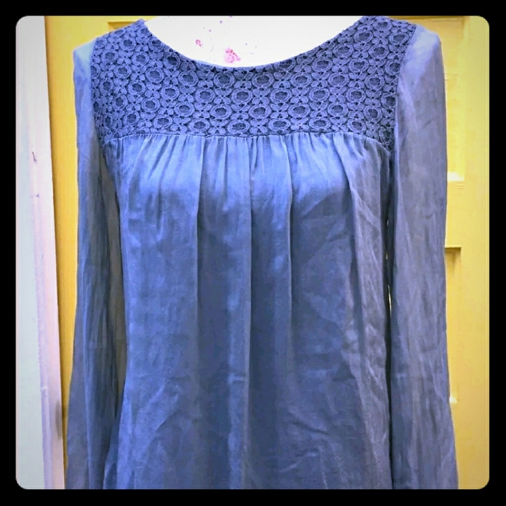 2/$50. Cosmo Chiffon Lace Tunic Blouse, made in Italy