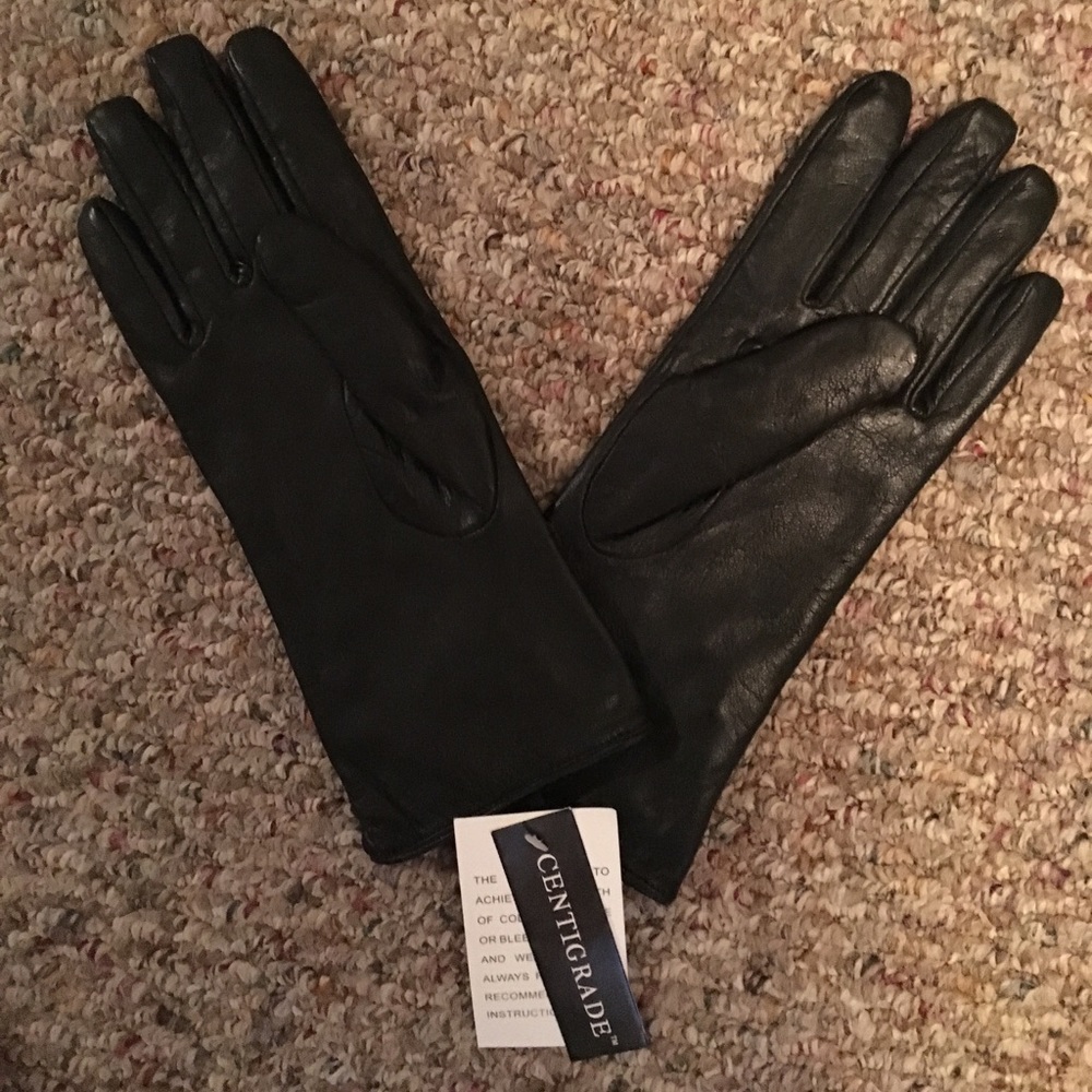 Centigrade black leather gloves