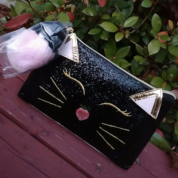Betsey Johnson Handbags - Betsey Johnson cat face cosmetic bag NWT