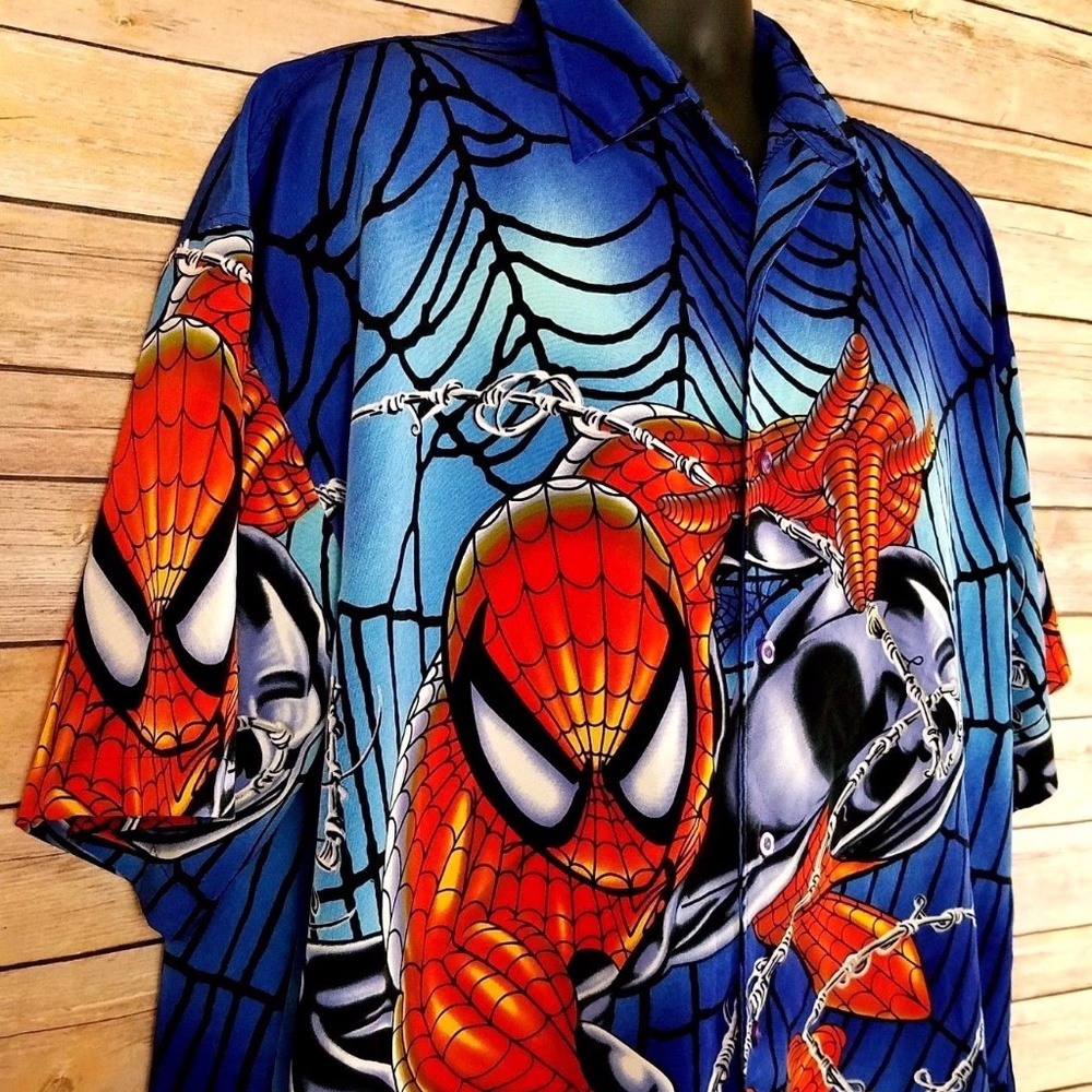 Spiderman Shirt Marvel Comics Mens XL Button Down