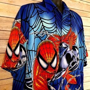 Spiderman Shirt Marvel Comics Mens XL Button Down