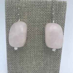 Rose quartz cabochon nugget earrings