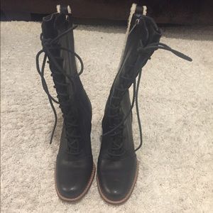 Ugg Australia lace up zip bootie with wool detail