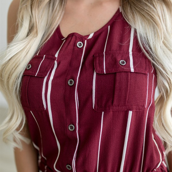 Striped Pocket Romper - Picture 3 of 5