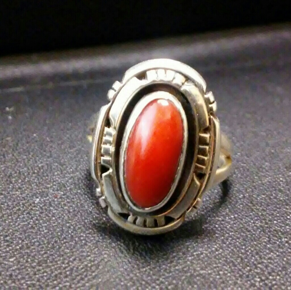 Ring Sterling Red Turquoise