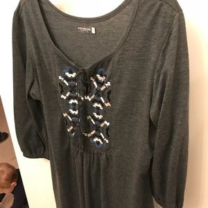 Grey dress with embroidered detail