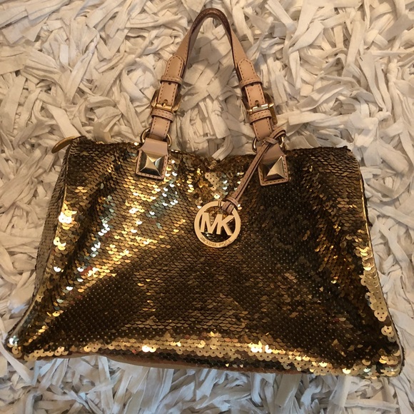 gold sparkly michael kors purse