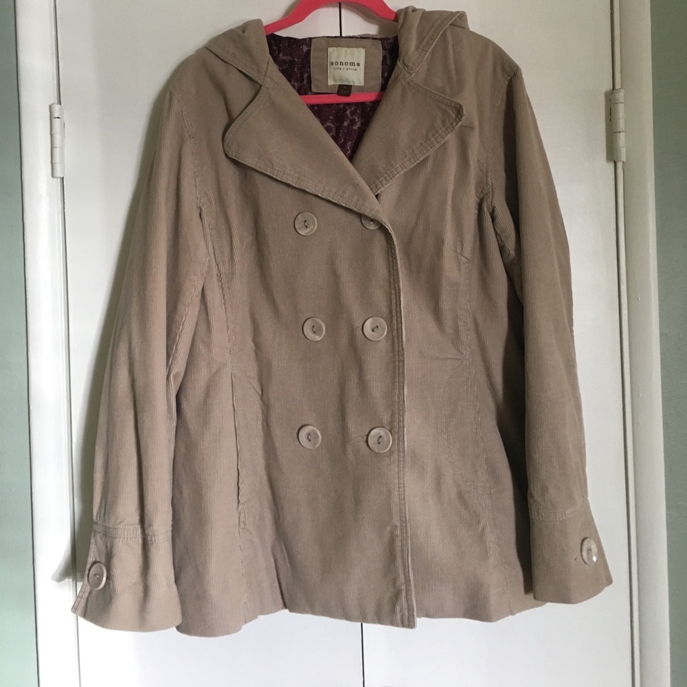 Sonoma XL Corduroy Hooded Peacoat