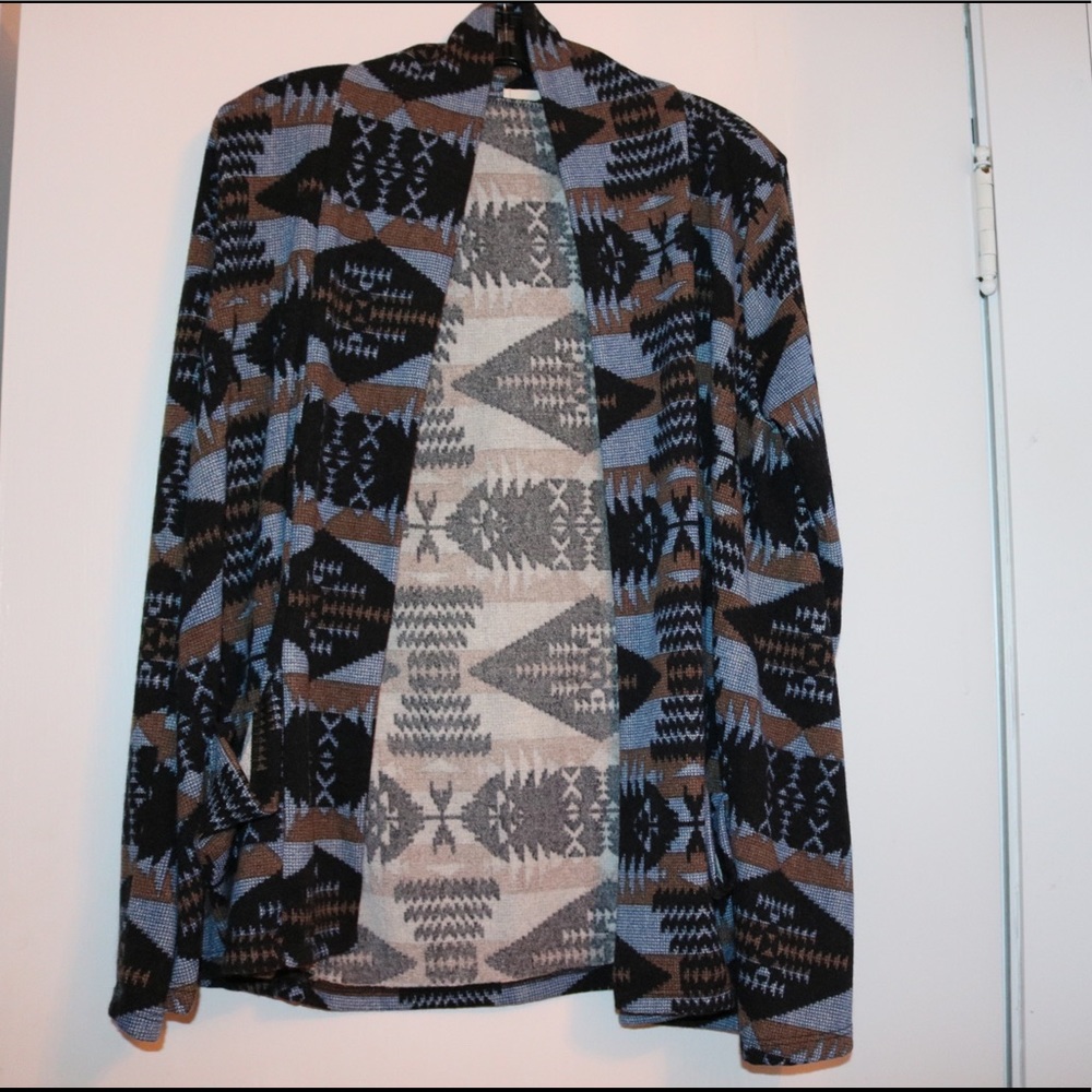 Aztec Print Cardigan Sweater